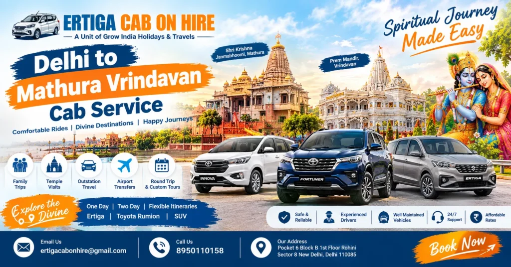 Delhi to Mathura Vrindavan Cab Service